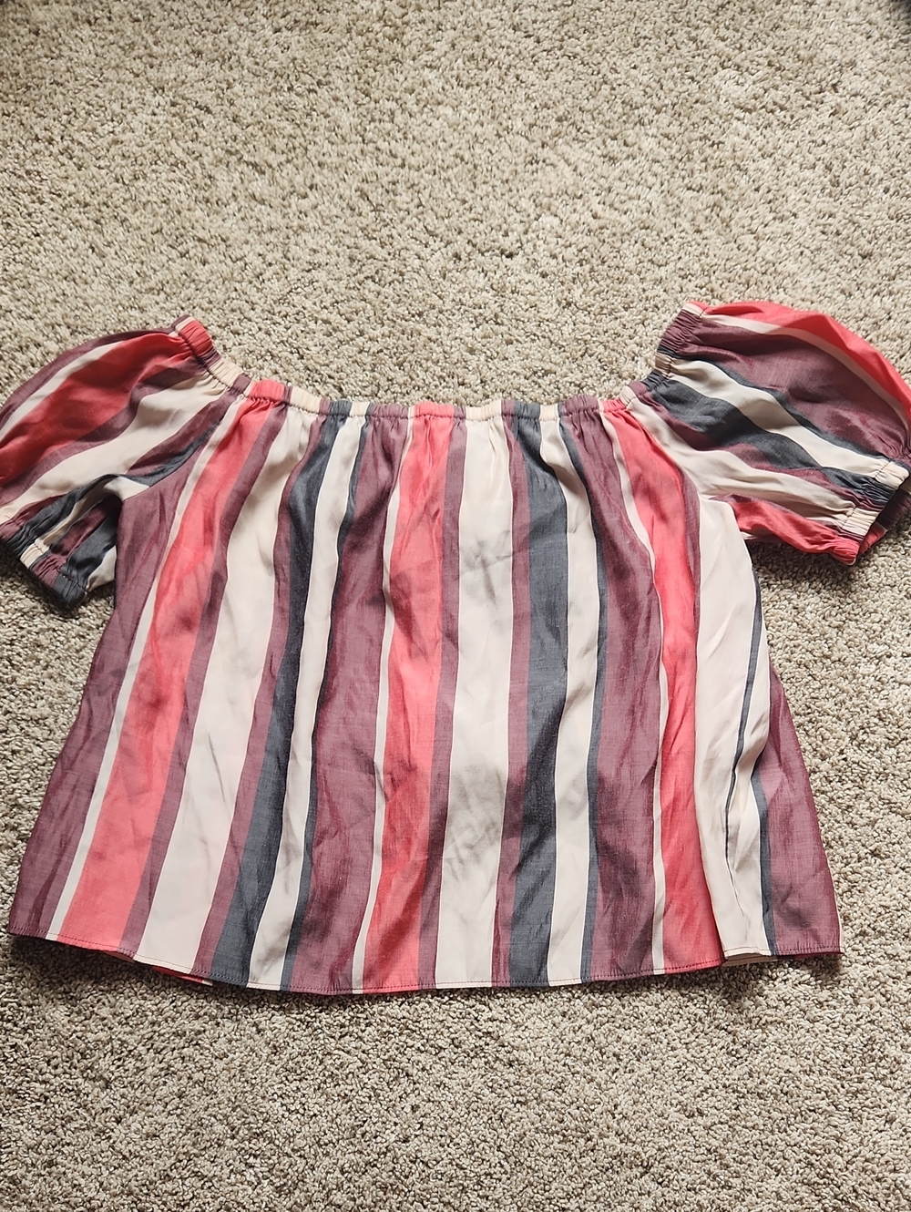 Express Off-Shoulder, Open Back Striped Blouse